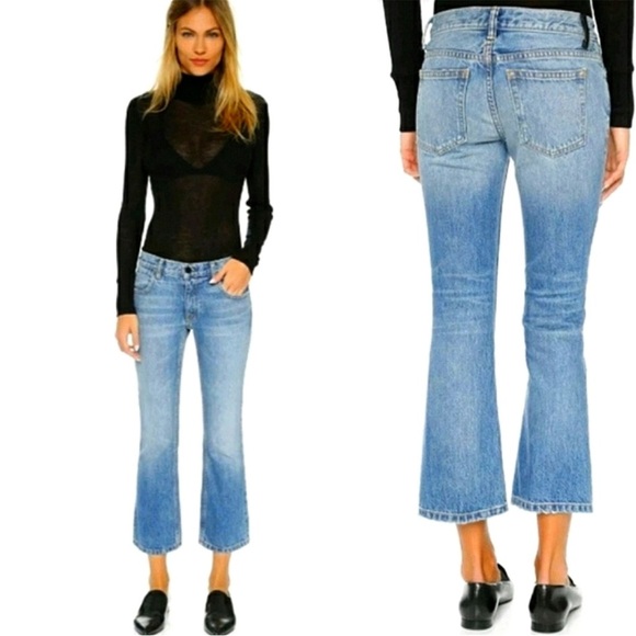 Denim X Alexander Wang Trap Denim Cropped Flare Jeans Size 29 Light Wash Indigo - Picture 3 of 15